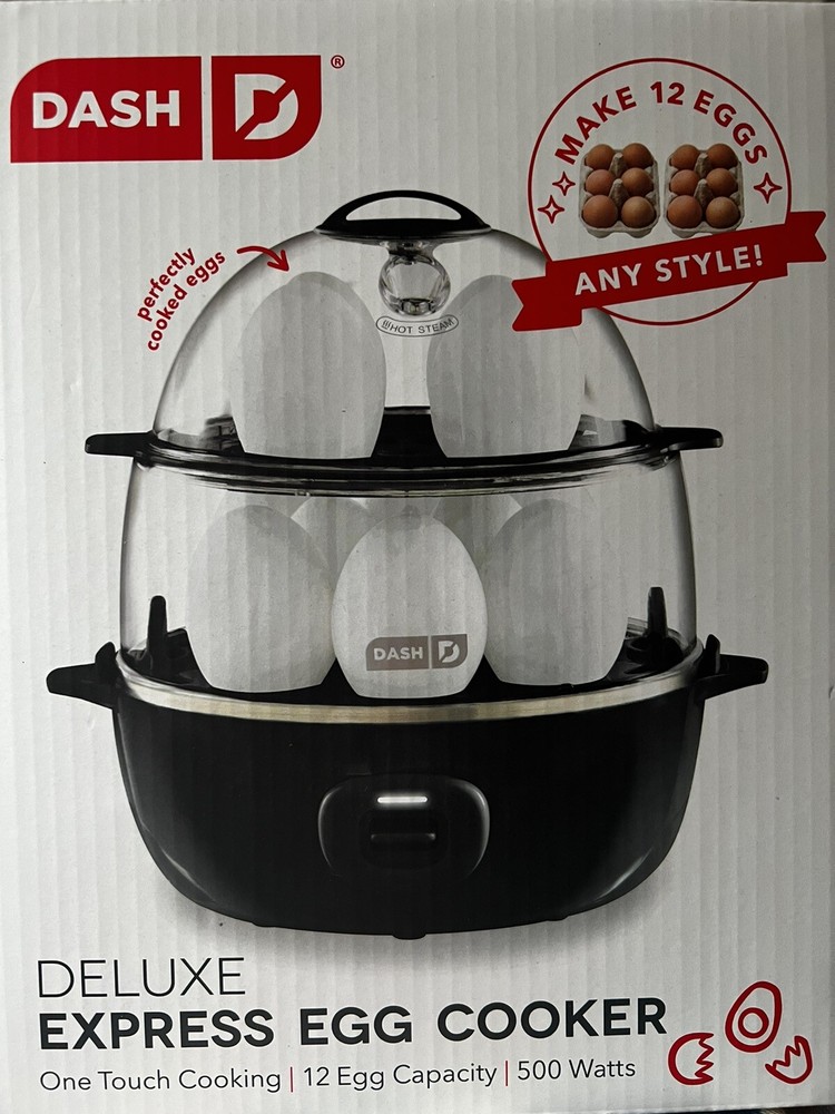 DASH Deluxe Express Electric Egg Cooker with 12 Egg Capacity in Black