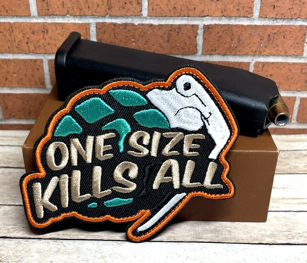 Tactical Morale Patch - One Size Kills All Patch - Embroidered Gun Patch