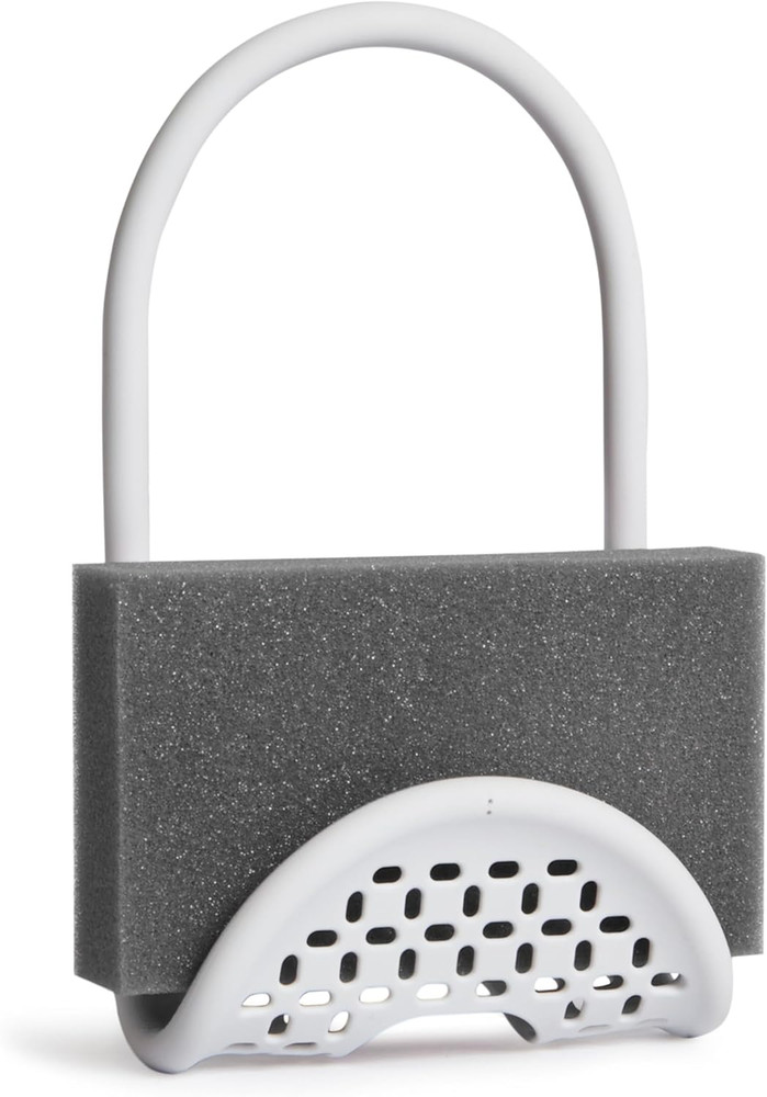 Sling Kitchen Sink Caddy Sponge Holder, Hangs over Faucet or Divider, Single, Wh