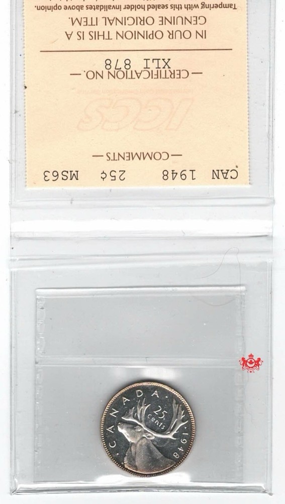 1948 Canada 25 Cents - ICCS MS63 - XLI 878