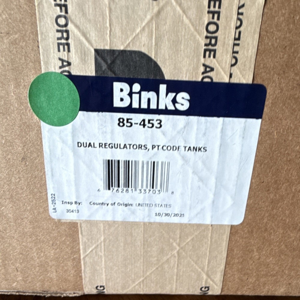 Binks 85-453 Dual Regulators for PT Code Tanks for Paint Tank Pressure Systems
