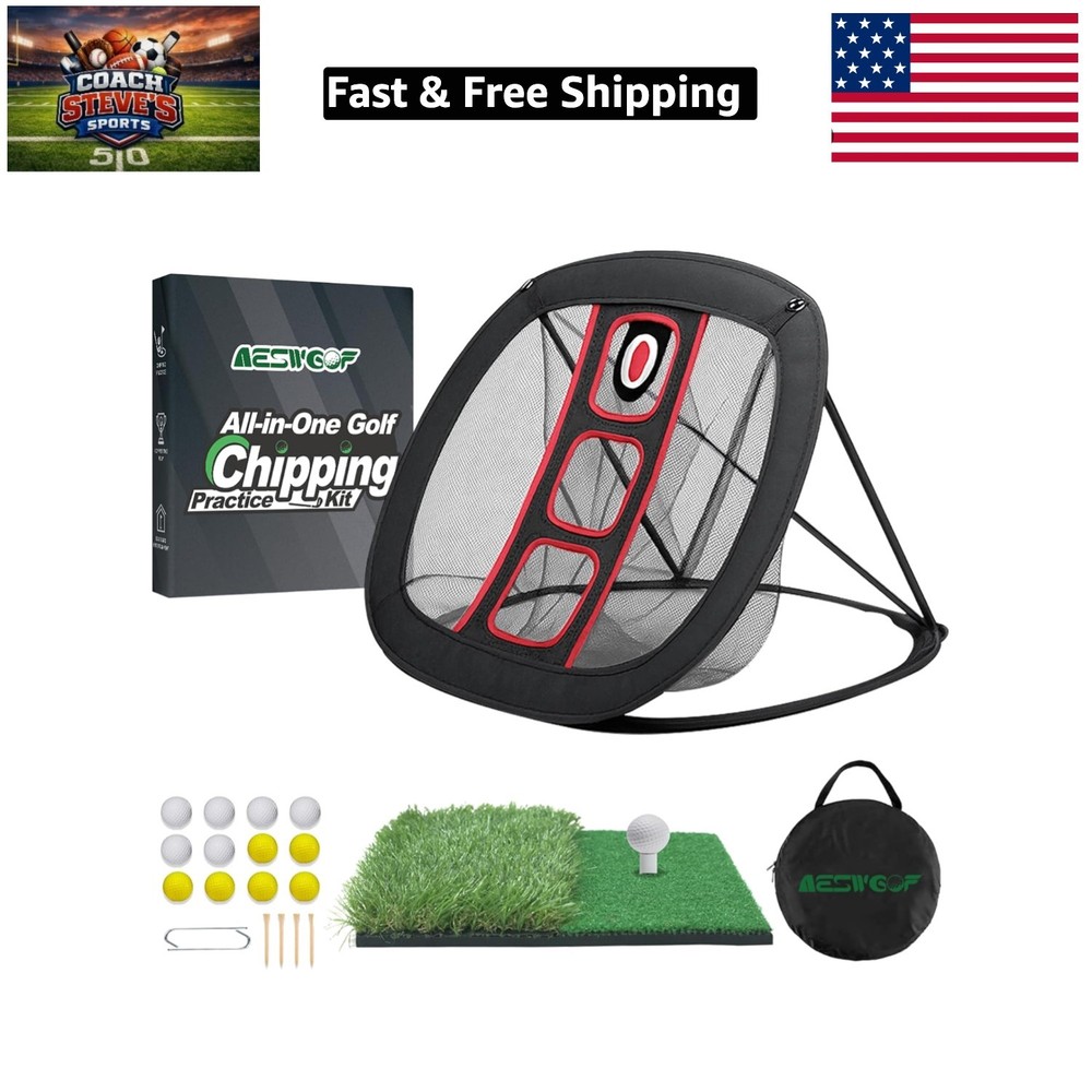 Golf Chipping Net Set with Mat & 12 Practice Balls – All-in-One Golf Training...