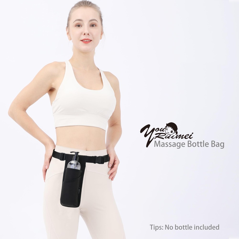 Adjustable Massage Therapist Holster with Belt Bottle Bag – Black