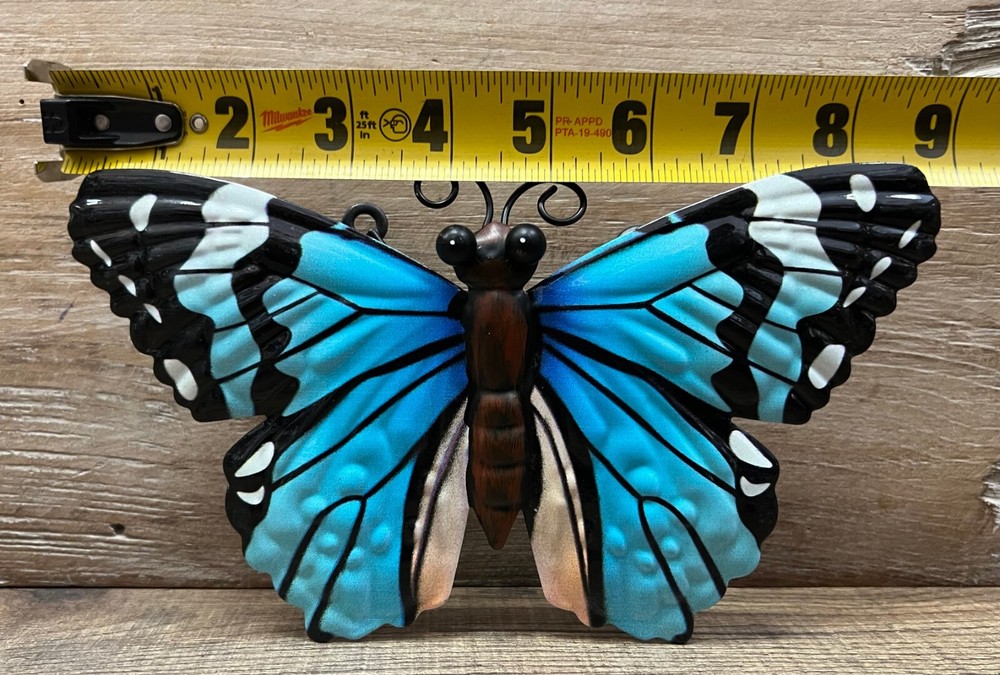 Butterfly Embossed Blue Metal Wall Decor 9" x 5"