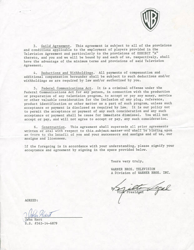JOHN HART - CONTRACT SIGNED