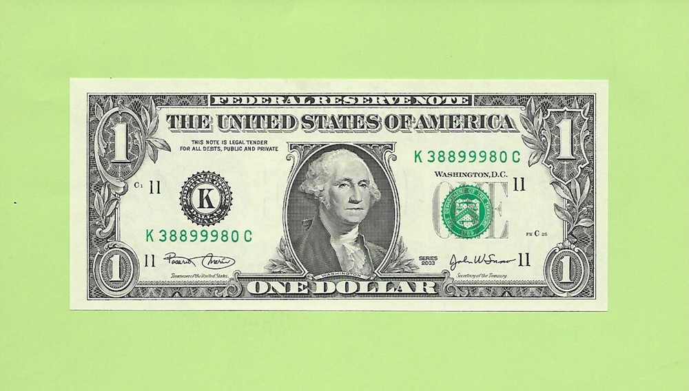 2003 ..UNCIRC $1  K 3889 9980 C  .... 2003  $1  K-C     NICE NOTE      FRN