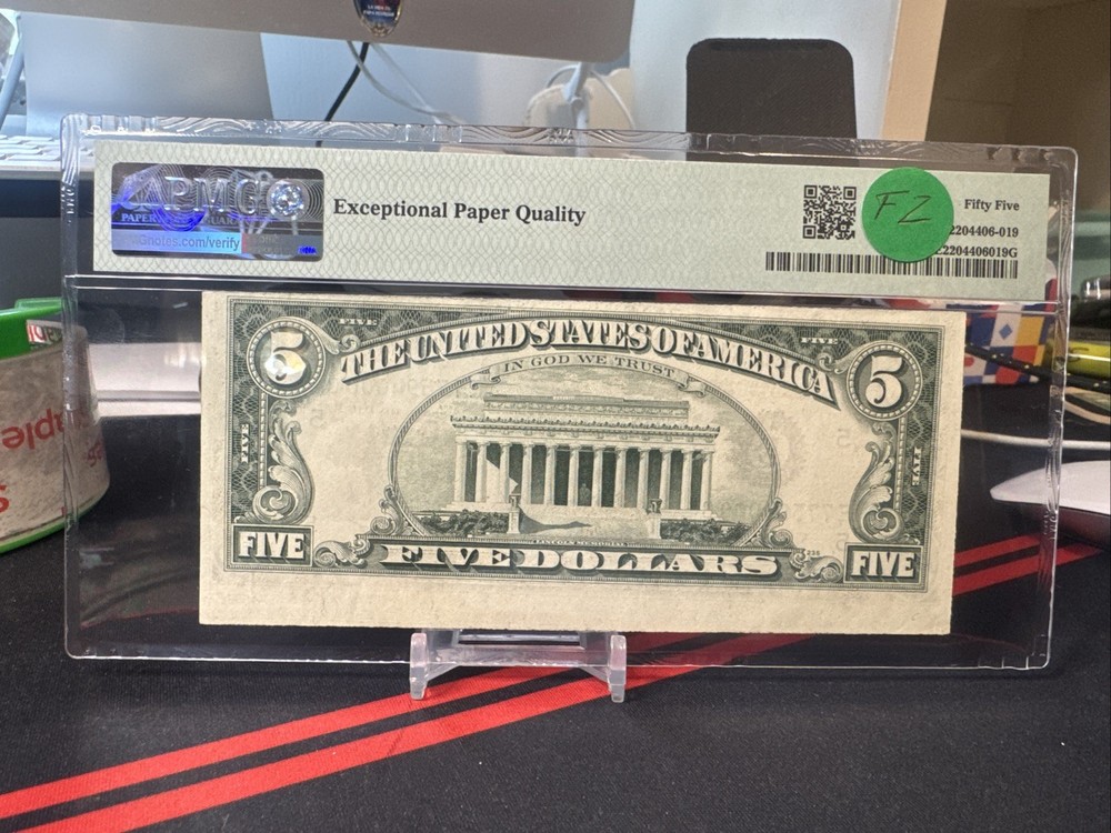 😀 ERROR Note: 1974 $5 FRN CUTTING ERROR (RICHMOND) PMG 55EPQ