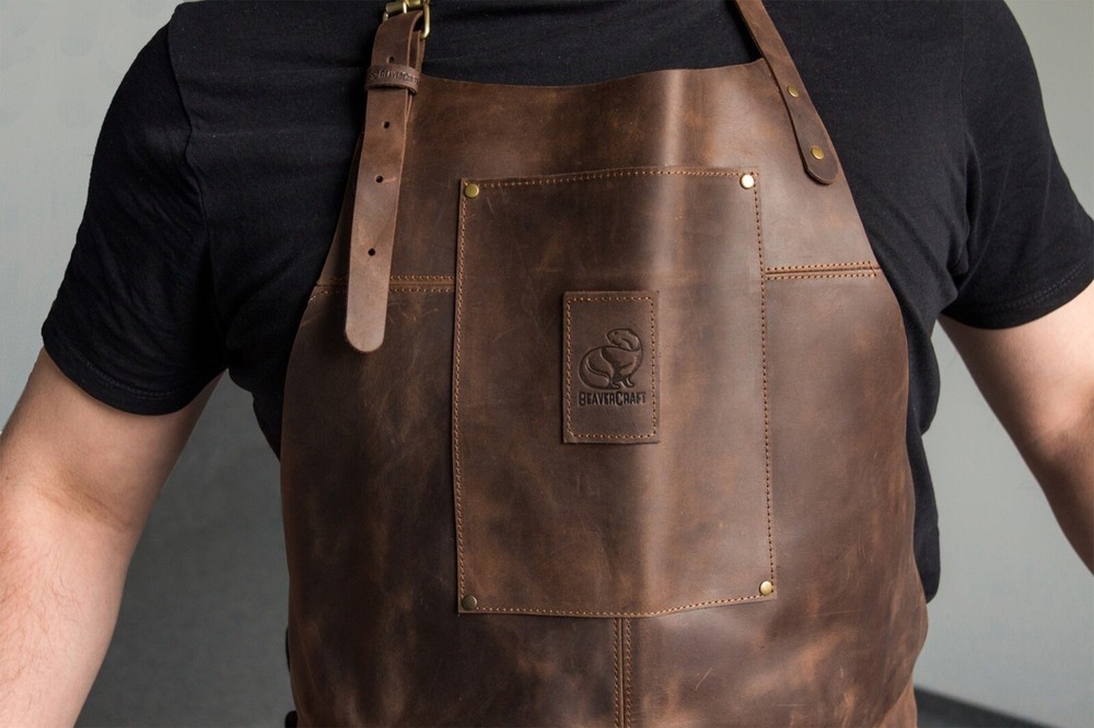 Adjustable Brown Leather Work Apron BeaverCraft AP2X