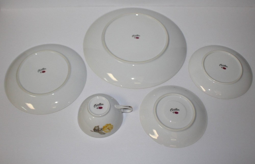 Sango Cotillion Yellow Rose Coupe 5-Piece Place Setting, Multiple Available