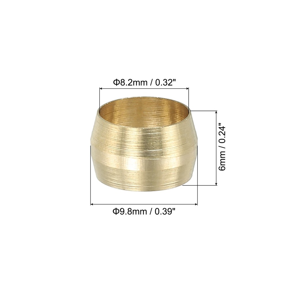 60 Pcs 8mm ID Brass Compression Sleeve Ferrules Brass Compression Fittings