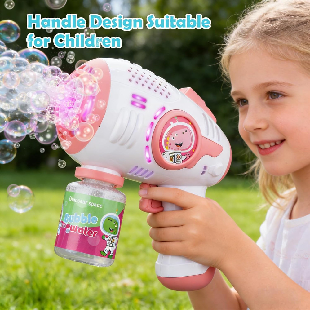 Bubble Guns for Kids 4-8, 2 Pack Automatic Bubble Blaster with LED Light & 4 Bub