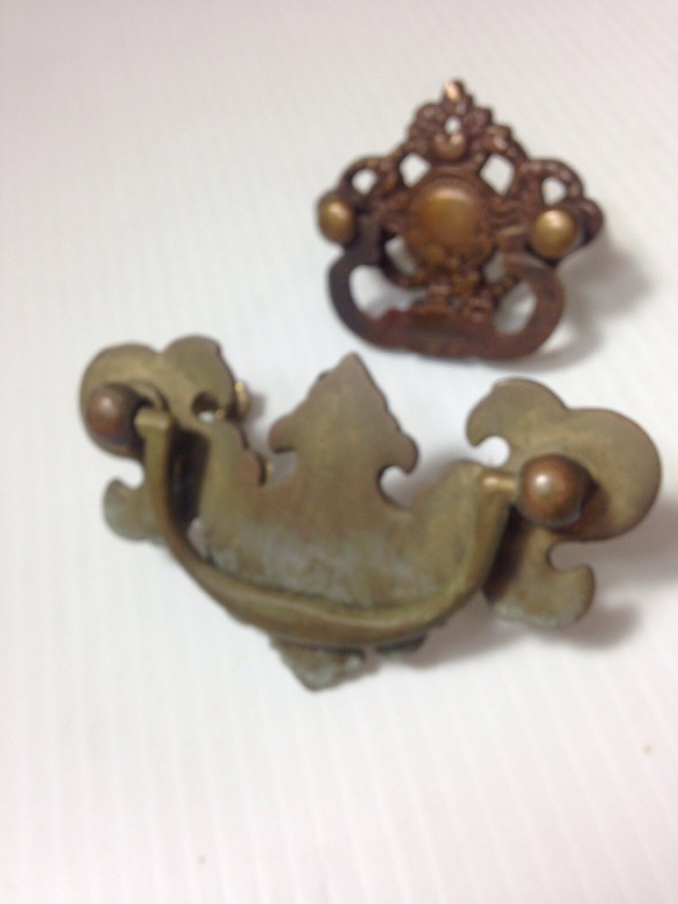Antique Brass Drawer Pull lot 2 Ornate Hardware