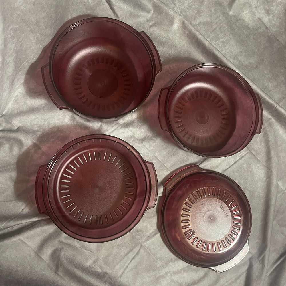 Tupperware Tupperwave 6 Pc Set + 2 Cookbooks Microwave Stack Cooker Cranberry
