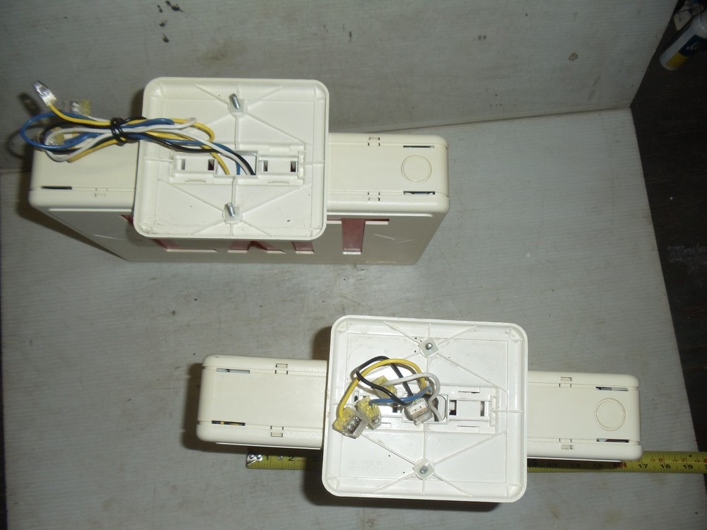 Pair Exit Signs Emergency Light Red / White LITHONIA LIGHTING Co.