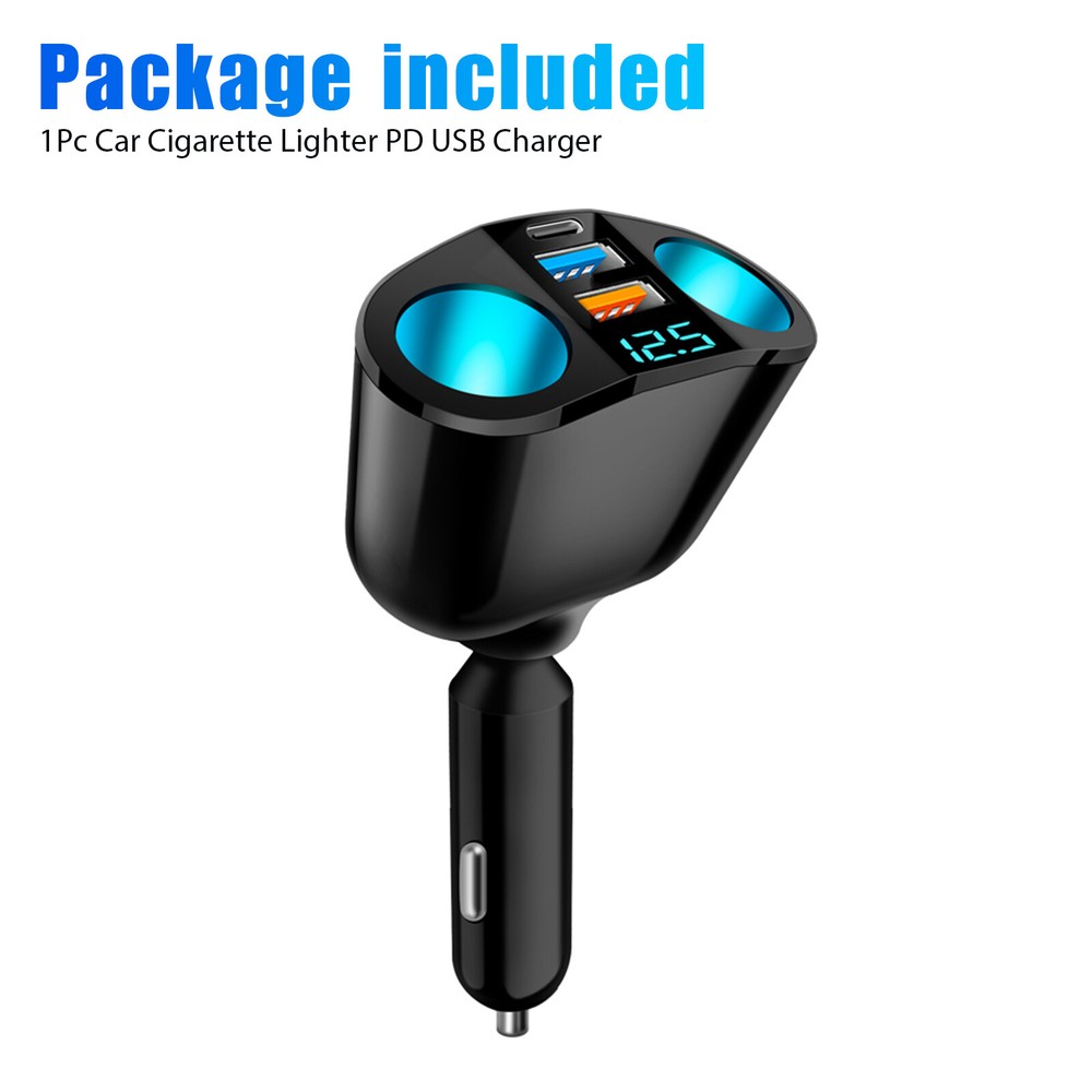 2 Way Car Cigarette Lighter Socket Splitter Dual USB Charger Power Adapter LED
