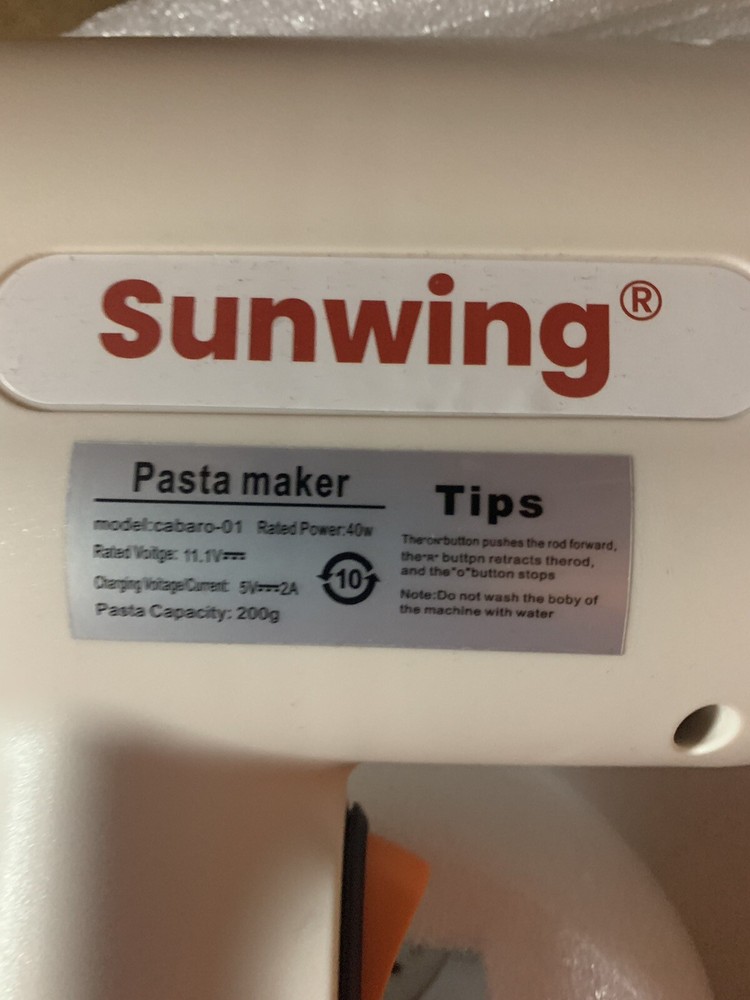 Sunwing 5-1 Handheld Pasta Maker Rechargeable Battery