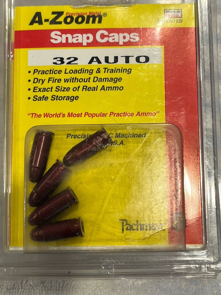 A-ZOOM RED ALUMINUM .32 AUTO ACP SNAP CAP 5 PACK #15153