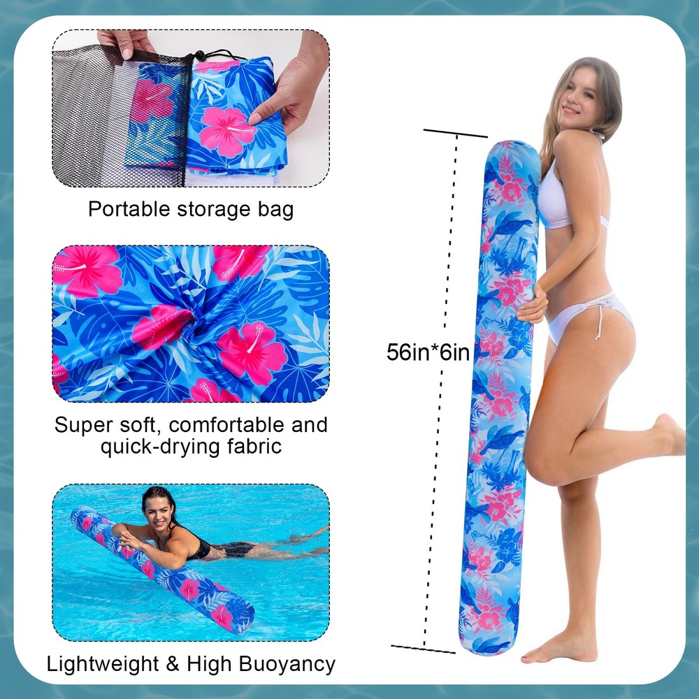 Inflatable Swimming Pool Noodle, 2 Pack Soft Fabric Quick Drying Covered Larg...