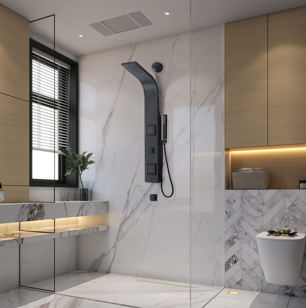 Anzzi SP-AZ078 Aura Thermostatic Shower Panel - Silver