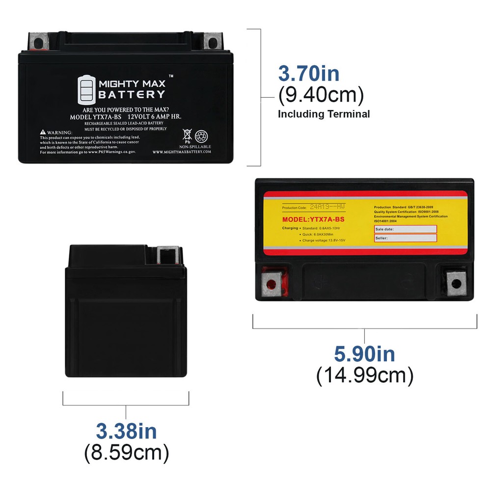 Mighty Max YTX7A-BS Battery for Star 50cc Moped Scooter