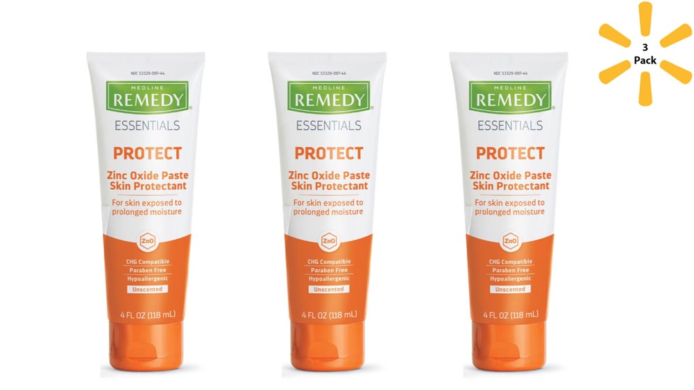 Medline Remedy Essentials Zinc Oxide Paste, Unscented, 4oz, 3 Pack -MSC092ZP04