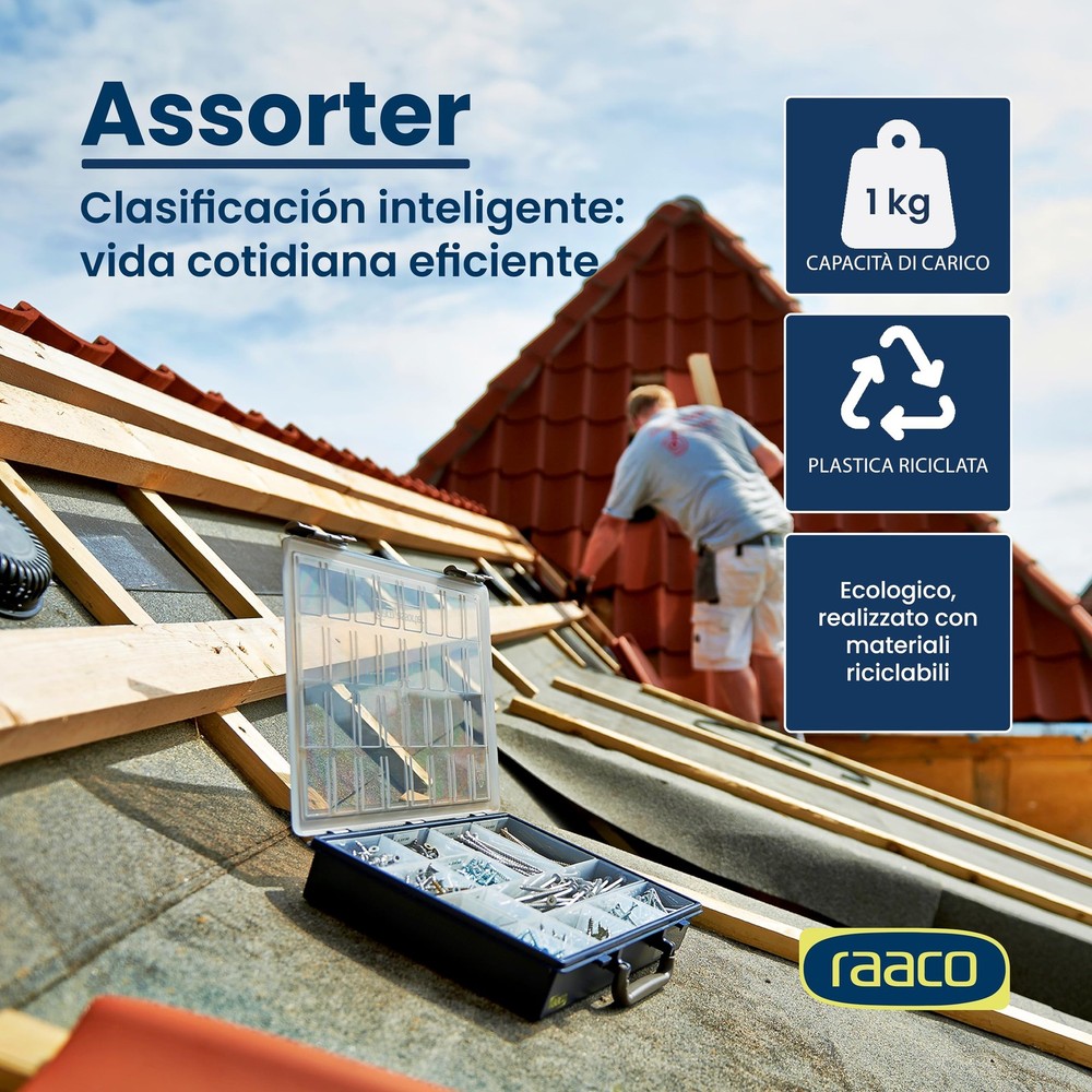 Assorter Tool Box Organizer – Compact – 7 Slots Fixed Grid with Semi-Transpar...