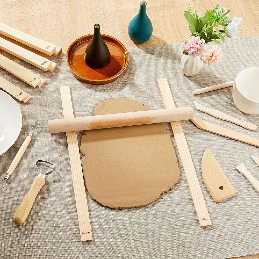 10pc Sasylvia Pottery Rolling Mud Stick Guide, Clay Depth Guide