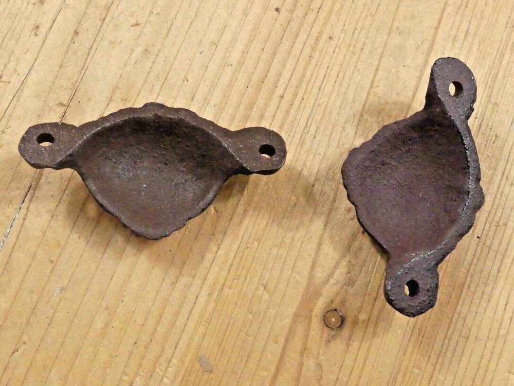 5 CAST IRON BROWN CUP PULLS DRAWER CABINET BIN HANDLES RUSTIC *DIFFERENT COLORS*