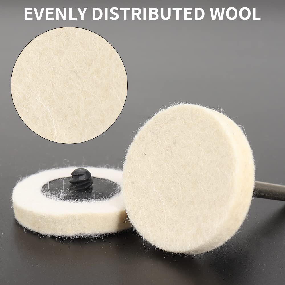 20Pcs 50mm Wool Buffing Polishing Pad Roll Lock Sanding Disc 2'' For Rotary Tool