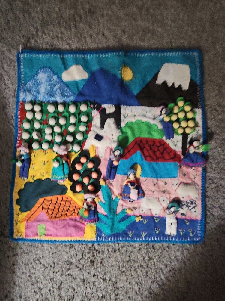 Arpilleras/3D Patchwork Little Doll Peruvian Folk Art Textiles Wall Art