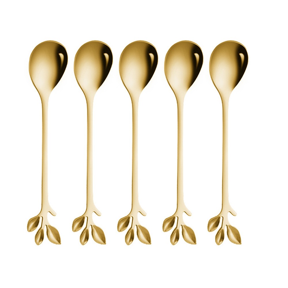 5pcs Stainless Steel Spoon Branches Leaf Spoon Kitchen Tableware Cooking Gift c