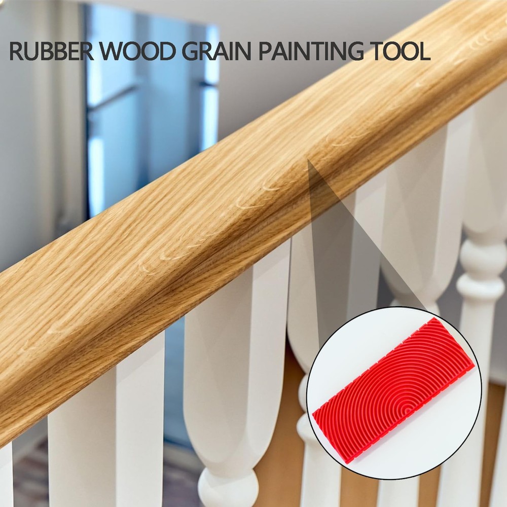 4 Piece Wood Grain Tool Rubberized Painting Natural Red