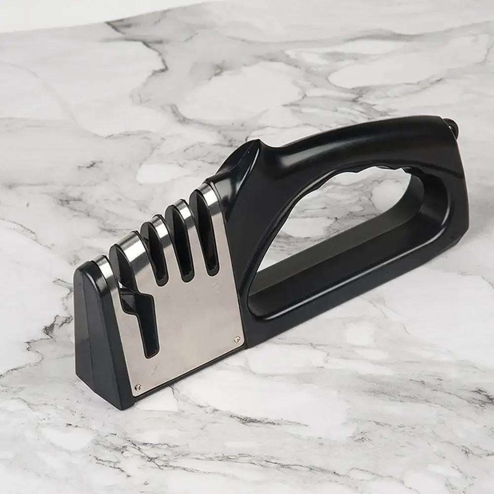 Kitchen 4-stage Knife Sharpener Multifunction Portable with Non-slip Base