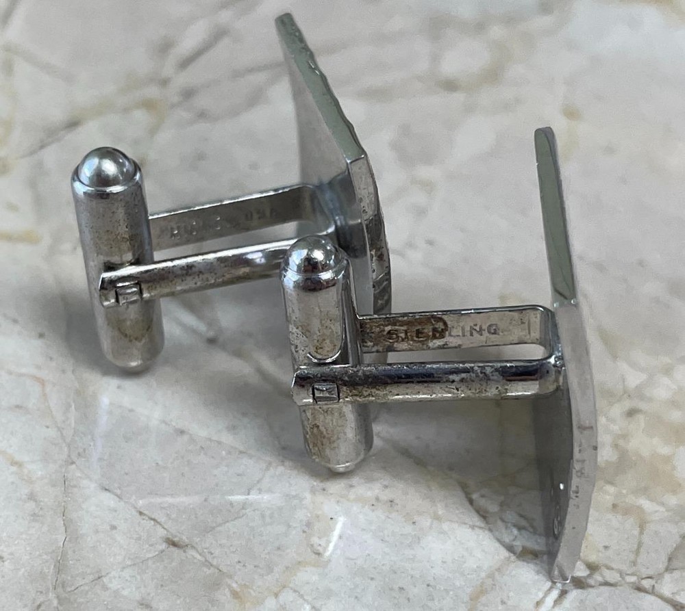 Vintage HICOCK Sterling Silver Rectangular Cufflinks ~ 14 grams ~ 4-H1221