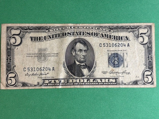 1953 $5 bill (Blue Seal) - Circulated