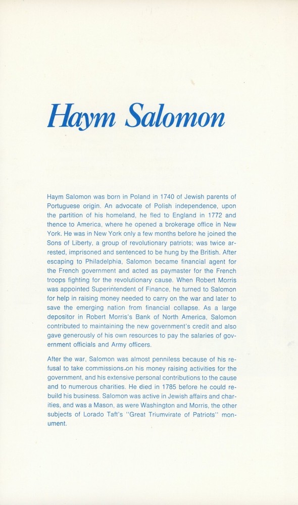US 1561 FDC Ceremony Program Hayem Salomon