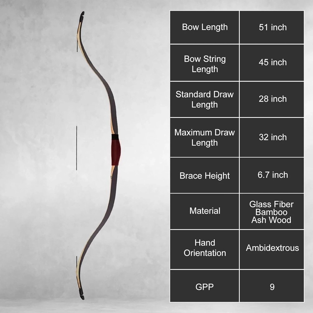 AF Archery 25lb Queyue Black Laminate Bow Traditional bow Target Practice Light