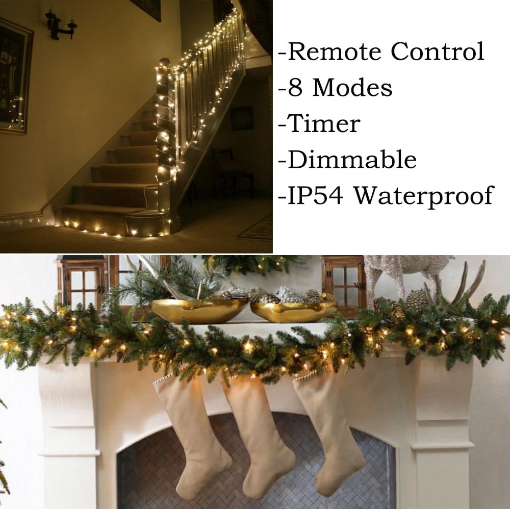 2 Pack 20ft Battery Operated String Lights with Remote, 50 LEDs Mini Twinkle ...