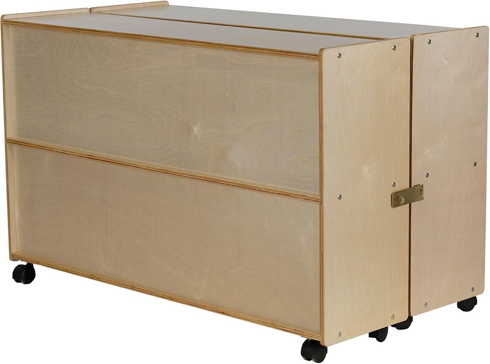 Rolling Folding Hinge Bookcase with Casters - 2-Shelf Storage Unit