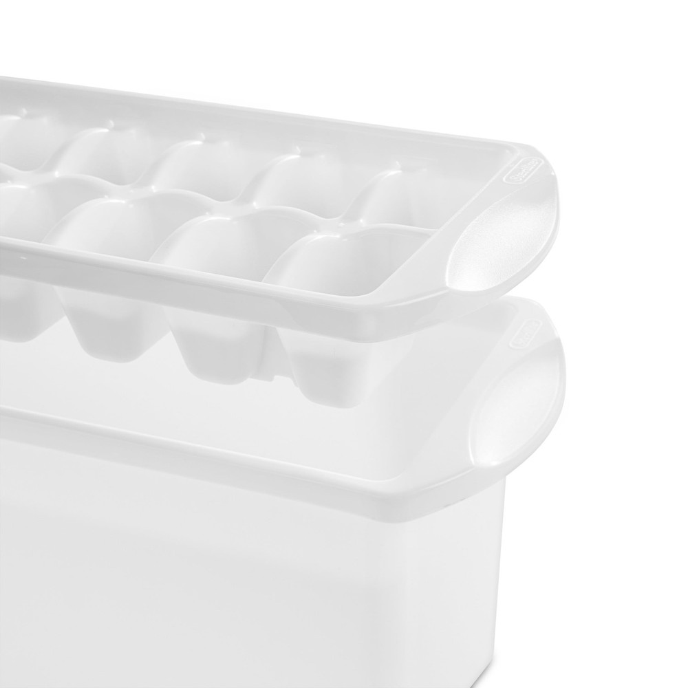 (3 pack) Sterilite Ice Cube Bin, Narrow Design, Space-efficient, BPA-Free, White