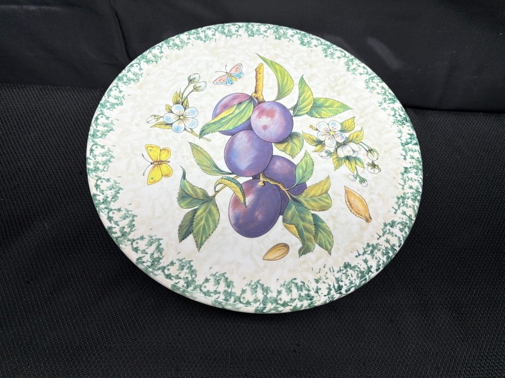 Himark "FRUIT / PLUMS" Ceramic Pedestal Cake Stand ~ 13" Diameter