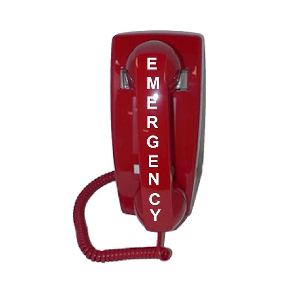 Emergency Wall Telephone Pre-programmed to Auto Dial 911 - RED