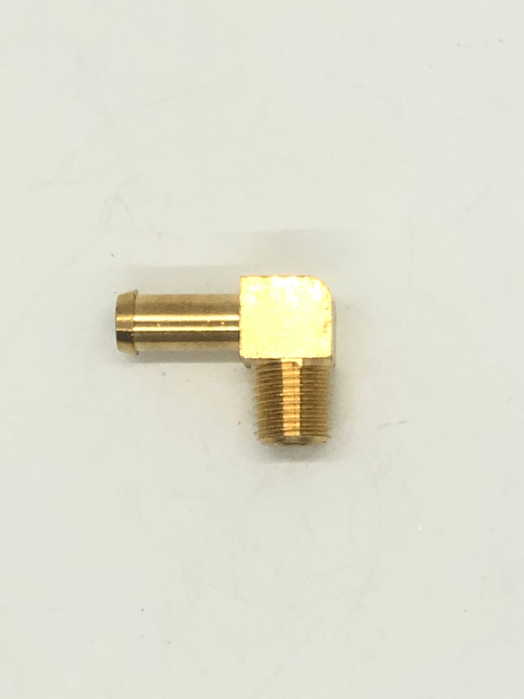 1/4 MPT x 3/8 Beaded Hose Fitting, 90 Deg, Brass (5 units per package)