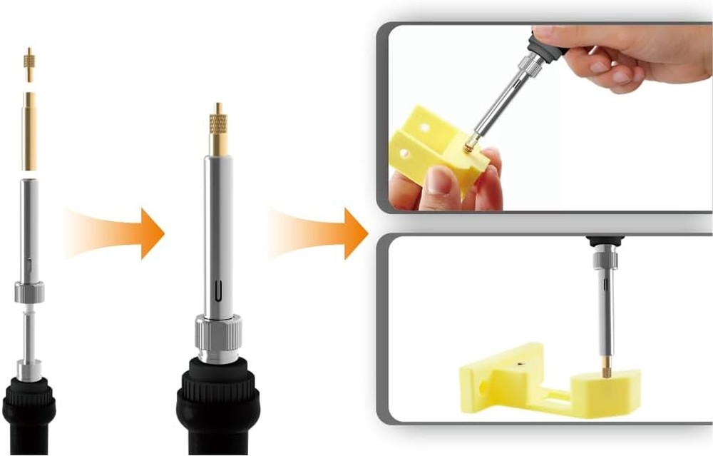 Soldering Iron Tips for Heat-Set Inserts, 7-Pack Brass Tip & Adapter Kit Comp...