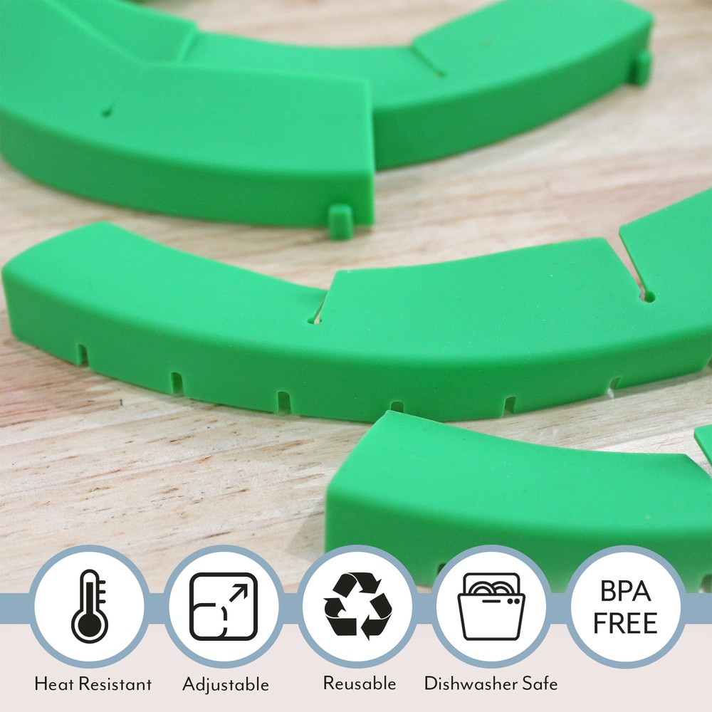 Silicone Pie Crust Shields 2pk, Adjustable Pie Baking Protectors, Green