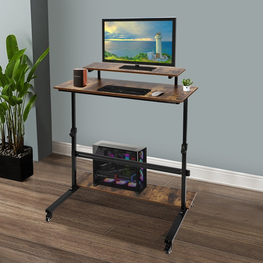 Adjustable Height Computer Laptop Desk Rolling Standing Table for Sofa Bedside