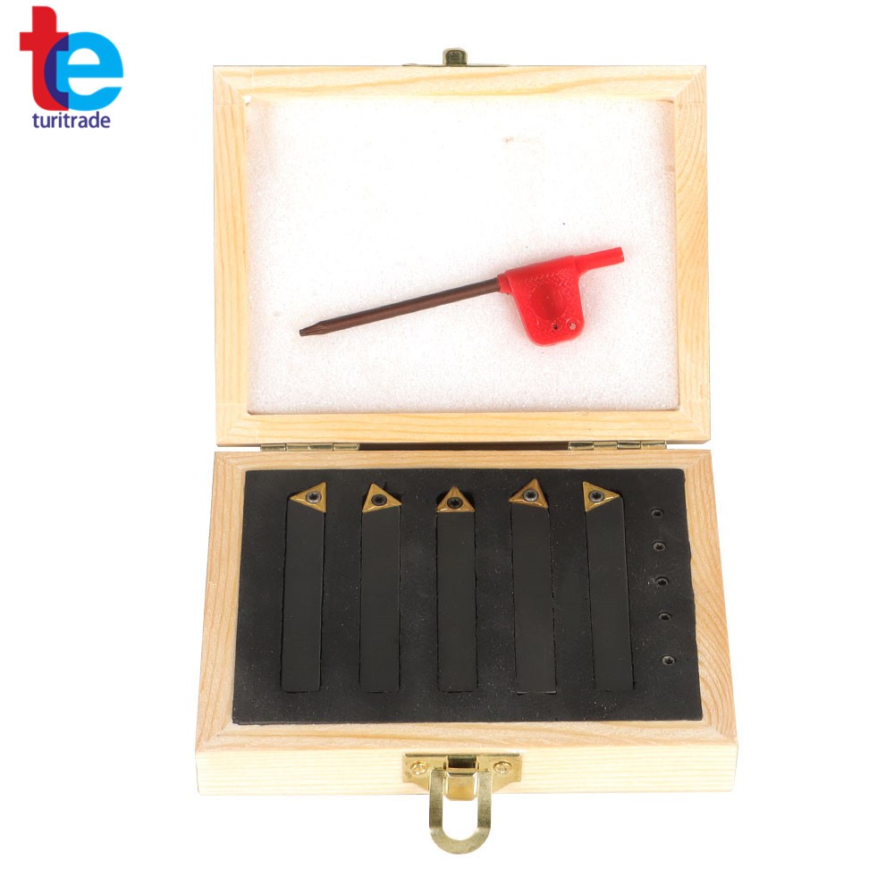 5Pcs 3/8" Indexable Carbide Insert Turning Tooling Bit Holder Set For Lathe New