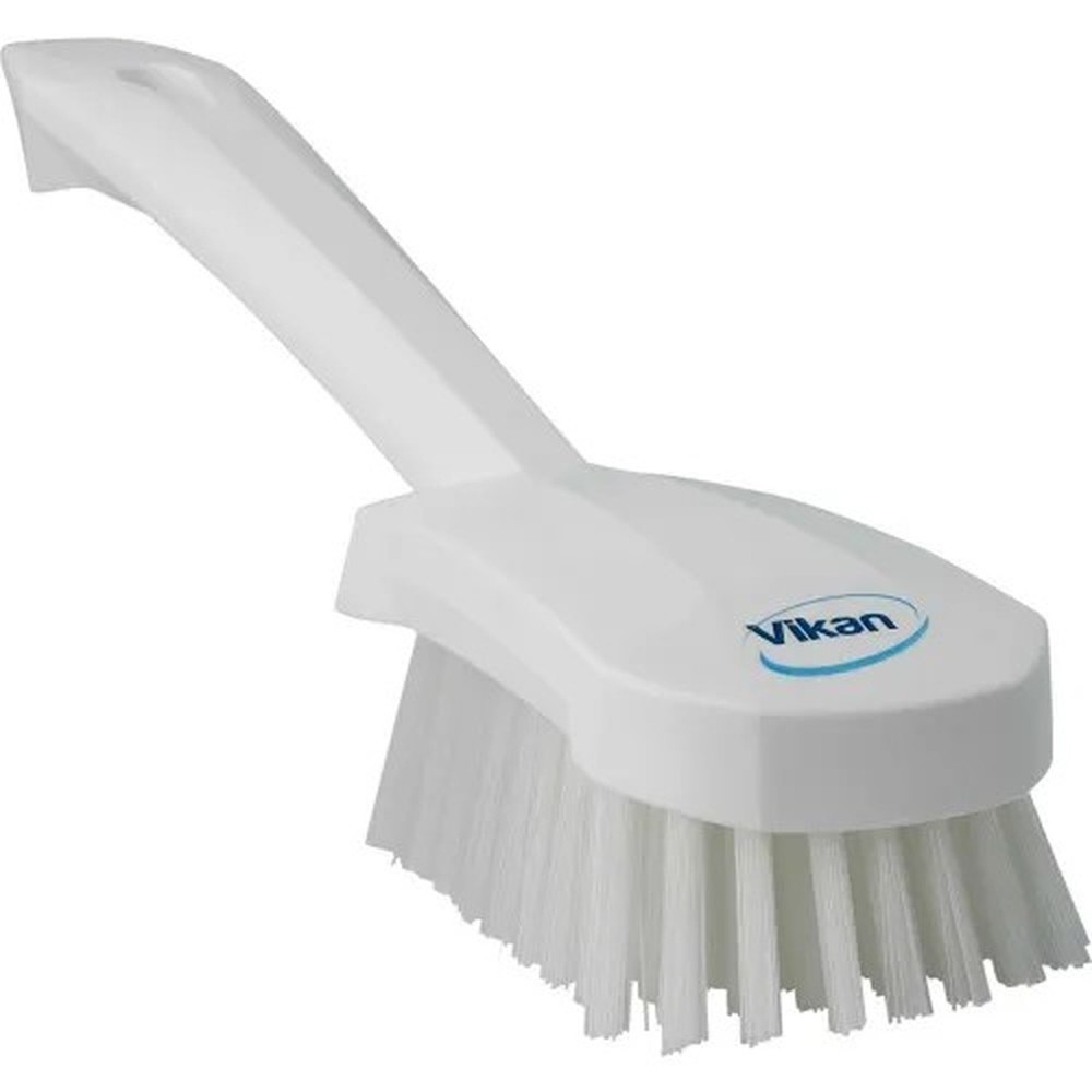 Vikan 41925 Short Handle Scrubbing Brush- Stiff, White