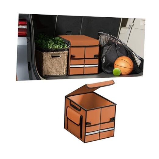 Car Trunk Organizer, Collapsible Multi Compartment Waterproof Sturdy Orange
