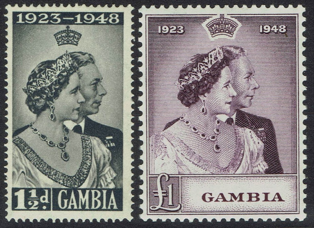 GAMBIA 1948 KGVI SILVER WEDDING SET